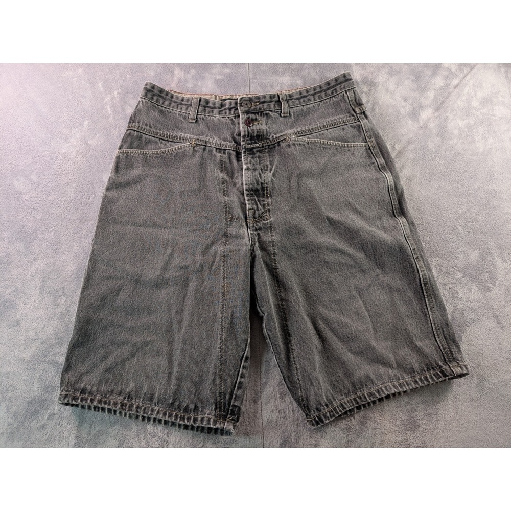 Marithe Francois Girbaud Mens Baggy Denim Shorts Black Faded Size 34 Vintage